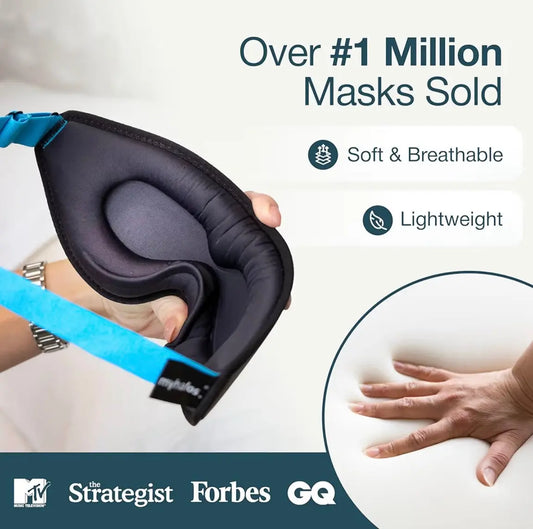 100% Blackout Sleep Masks for Women & Men - Zero Eye Pressure Eye Mask for Sleeping -Our Halo Sleep Mask Includes a Storage Pouch- Black Eye Mask for Travel or Blindfold