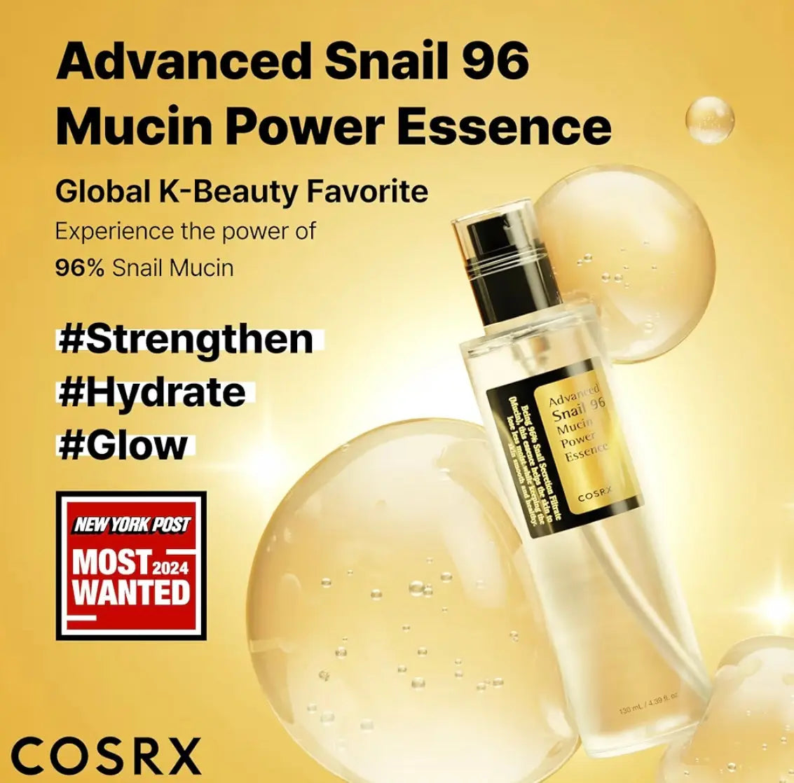 COSRX Advanced Snail 96 Mucin Power Essence 100ml | Snail Secretion Filtrate 96% | Skin Repair Serum | CPNP Registered, Korean Skin Care, Cruelty Free, Paraben Free, Alcohol Free Littlegiftscompany