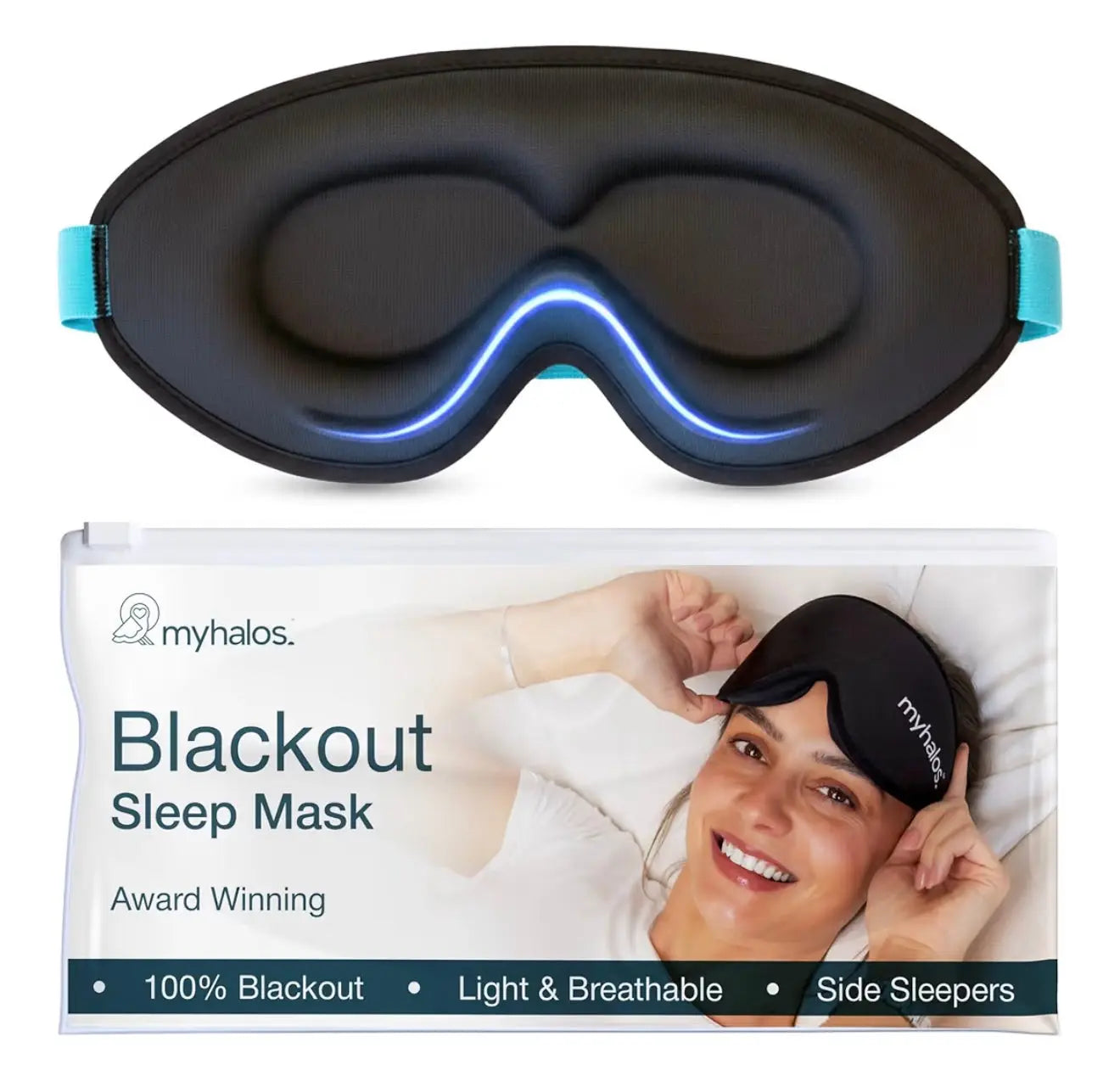 Blackout Sleep Masks for Men & Women| Zero Eye Pressure Eye Mask for Sleeping -Our Halo Sleep Mask Includes a Storage Pouch- Black Eye Mask for Travel or Blindfold Littlegiftscompany